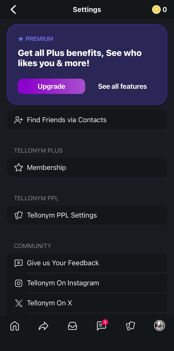 Settings screen, Graphite