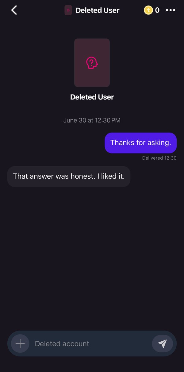 Chat screen, Violet