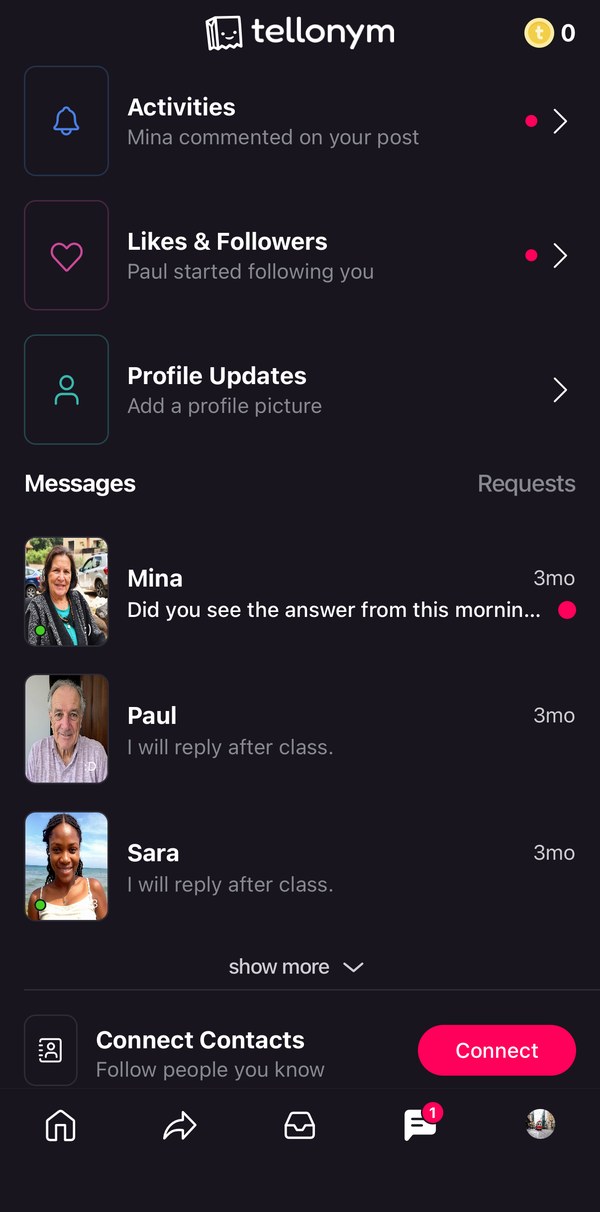 Notifications screen, Violet